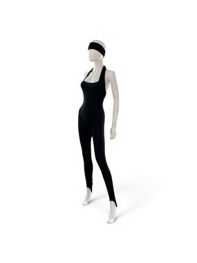 Women's Black Scoop-Neck Stretch Jumpsuit
